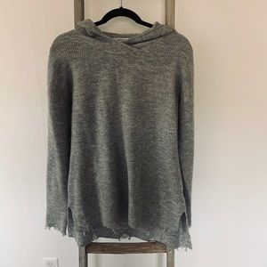 Stitches and Stripes Knitted Distressed Hoodie